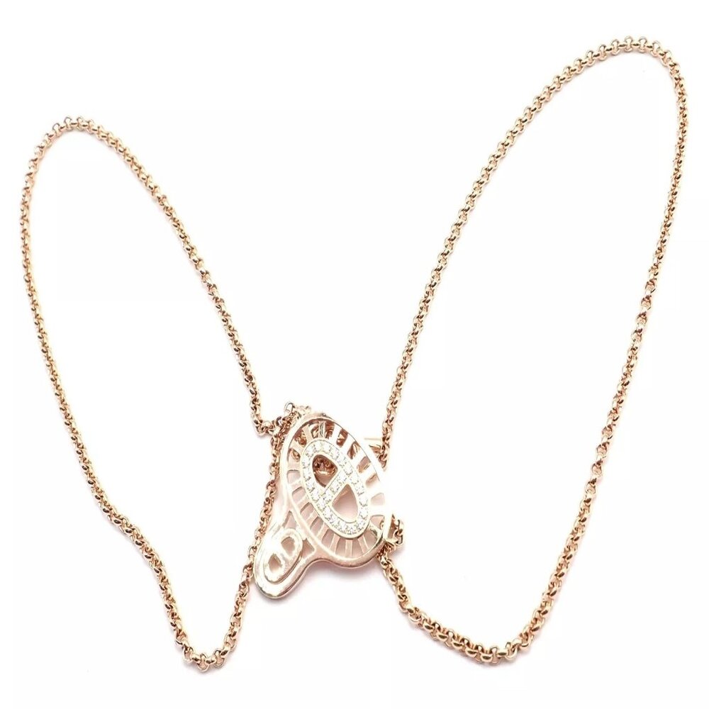 Authentic! Hermes Chaine D'ancre Divine 18k Rose Gold Diamond Necklace Cert Box - Picture 4 of 9